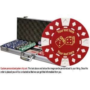 Custom Poker chip Set Lucky Dice image & your custom text on both 