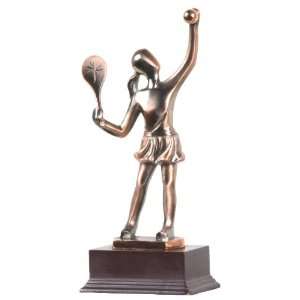 Small Abstract Female Tennis Player Statue   Copper Finish  