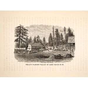  1869 Wood Engraving Fridays Station Lake Tahoe California 