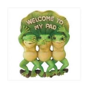  Three Frogs Welcome To My Pad Statue Figurine 