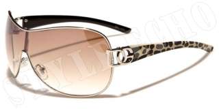   and Leopard Animal Print Sleek Metal Shield Womens Fashion Sunglasses
