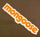 Mongoose Sticker 10  in white w/ orange letters