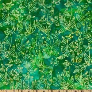  44 Wide Cedar Lake Batik Lotus Green Fabric By The Yard 
