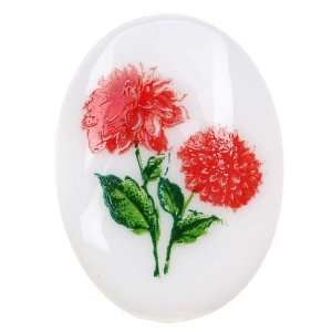  Vintage German Glass Cameo Coral Pink Chrysanthemums 40mm 