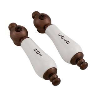 Porcelain Lever Handles with Decorative Ball and Screw   Pair of 2 