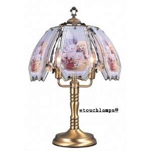    Kittens Touch Lamp with Antique Brass Base