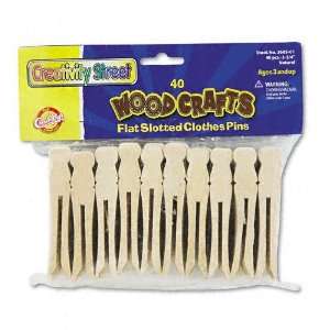  Street  Flat Wood Slotted Clothespins, 3 3/4 Length, 40 Clothespins 