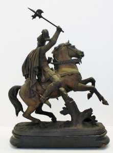   PATINA SPELTER FIGURE OF KING EDWARD III ON HORSE BACK NoRES  