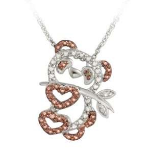    Tone Rose Gold Champagne Diamond Accent Panda Bear Necklace Jewelry
