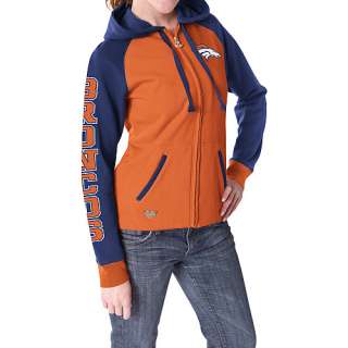 Reebok Denver Broncos Womens Letterman Full Zip Hooded Sweatshirt 