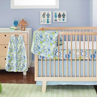   Moving Gears Bumper Free Complete Sheet 4 Piece Crib Set 