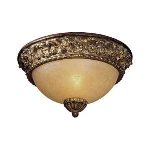   Walnut Flush Mount Ceiling Fixture with Aged Champagne Glass 960 126