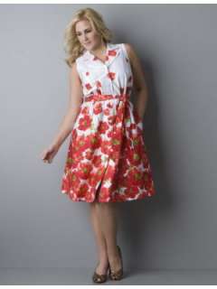 LANE BRYANT   Sleeveless floral shirt dress  