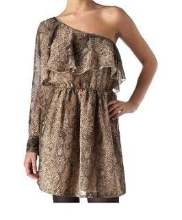 Brown Pattern (Brown) Snake One Sleeve Dress  232910729  New Look