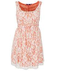 White Pattern (White) Inspire White and Orange Lace Dress  253131619 