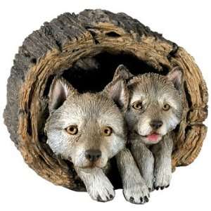 Wolf Gray   Pups in Log   by Sandicast