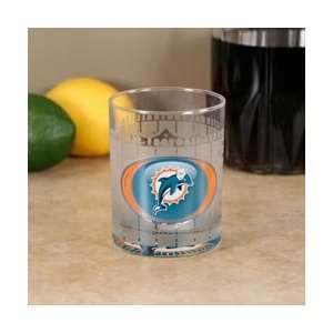 Miami Dolphins Frosted Bottoms Up Executive Glass  Sports 
