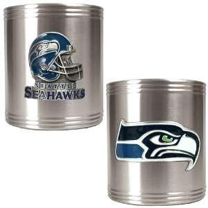 Seattle Seahawks 2pc Stainless Steel Can Holder Set   Primary Logo 