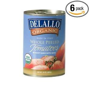 DeLallo Organic Whle Peeled Tomatoes, 14 Ounce (Pack of 6)  