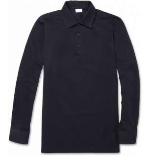Brioni Long Sleeved Cotton Blend Piqué Polo Shirt  MR PORTER