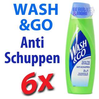 6x Wash&GO Schampoo 2in1 Anti Schuppen 400ml Wash & Go Shampoo 2 in 1 