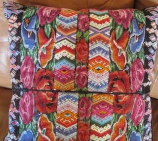 Chichicastenango Huipil Hand Woven Cotton Shams w Pillows Guatemala 