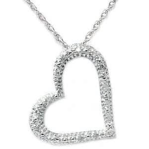   15CT Pave Diamond Heart Shape Pendant Necklace 10K White Gold Jewelry