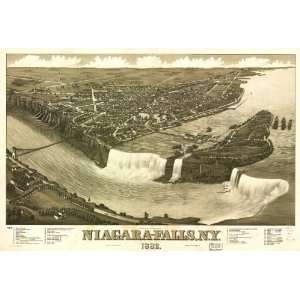  Historic Panoramic Map Niagara Falls, N.Y. 1882. H. Wellge 