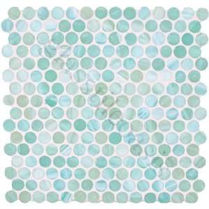  Ocean Circles Green Pool Frosted Glass Tile   17053