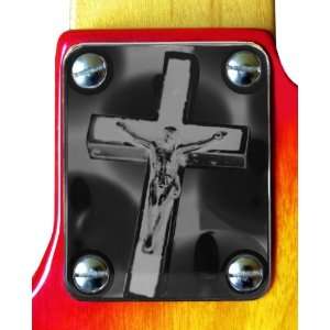  Candle Lit Crucifix Chrome Engraved Neck Plate Musical 