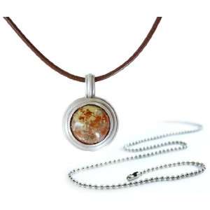  Pewter Unikite Stone Compass Necklace