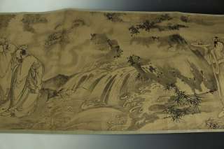 WAJIN1037 Chinese Makimono scroll FIGURE PAINTING Yan Hui  