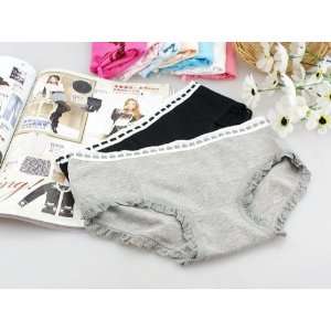   Bow Lace Cotton Lady Underwear / Briefs Black