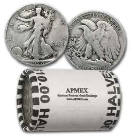  $10 1928 S Walking Liberty Halves   90 Silver 20 Coin Roll 