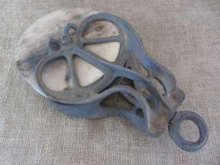   Iron & Wood Pulley  Antique Old Farm Barn Well Garden 6757  