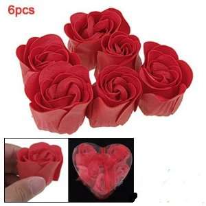  Red Scented Rose Bud Shaped Bath Soap Petal Flakes 6PCS 
