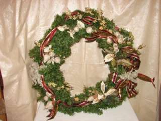 Vtg Nice Christmas Winter Wreath With Cherubs And Ribbons  