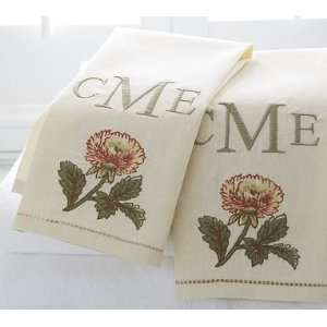  Pottery Barn Mum Floral Embroidered Guest Towels, Set of 2 