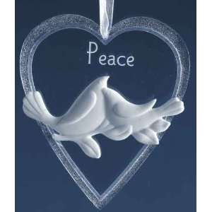 Pack of 8 Icy Crystal Peace Doves Heart Shaped Christmas Ornaments 4
