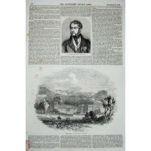  1843 Duke Devonshire Chatsworth Palace Peak Trees Print 