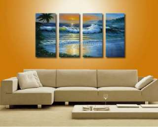   HUGE HNAD PAINTED SEA BEACH SURF PALM TREE OIL PAINTING PS016  