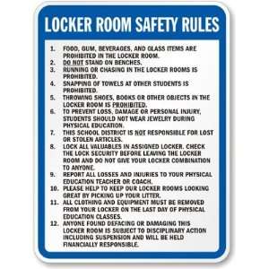    Locker Room Rules Aluminum Sign, 24 x 18