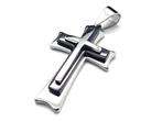 Silver Black Stainless Steel Cross Pendant Necklace New  