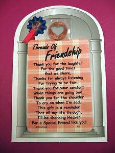 Threads Of Friendship Verse Card w/Heart Penny SKU# 852  