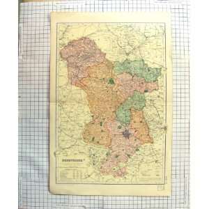   ANTIQUE MAP c1900 DERBYSHIRE ENGLAND DERBY SHEFFIELD