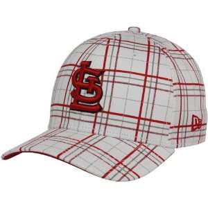 St. Louis Cardinals White Summer Plaid 39THIRTY Flex Fit Hat (Small 