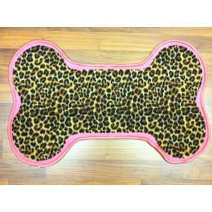  Leopard Print and Pink Dog Bone Accent Rug