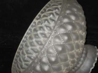 OLD VINTAGE OIL LAMP SHADE SATIN QUILTED GLASS  
