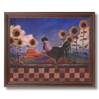 Country Sunflowers Chicken Hen Rooster Kitchen Picture Framed Art 