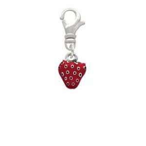  Mini Red Enamel Strawberry Clip On Charm Arts, Crafts 
